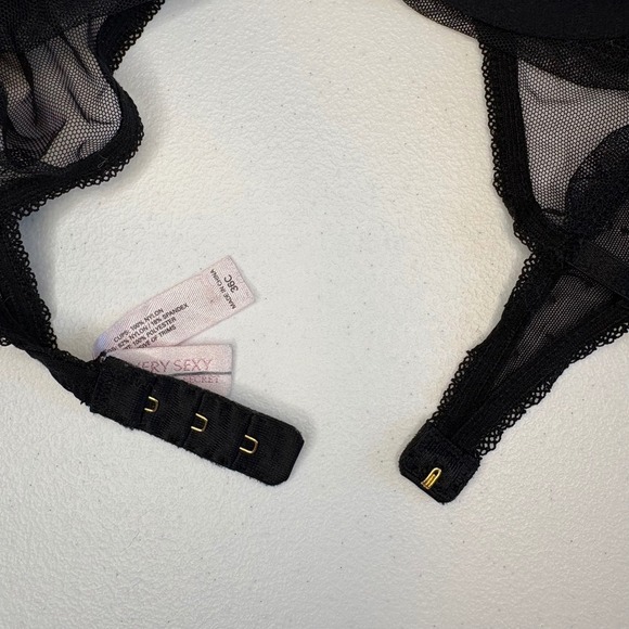 Victoria's Secret Very Sexy Black Mesh Lace Heart Babydoll Slip 36C - Picture 5 of 6